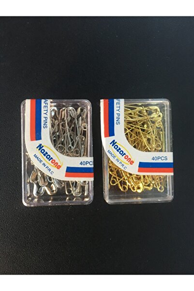 Kayıran terzi malzemeleri Çengelli Iğne Küçük Boy Altın-gümüş Renk(40 Ad.+40 Ad.)