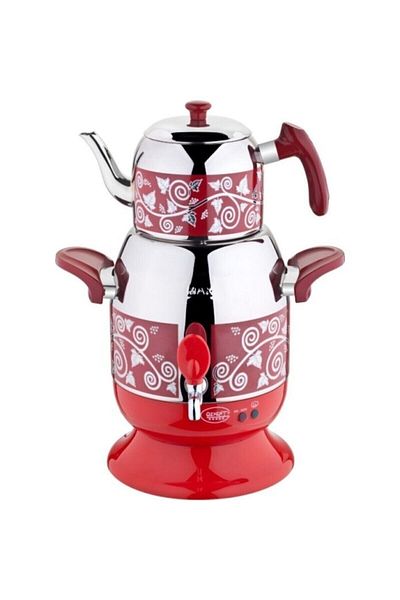 Özkent J325 K-624 Violet Patterned Red 2200 W Steel Samovar