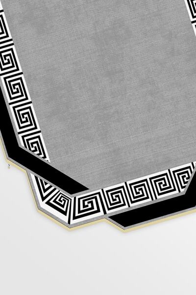 Alanur Home Laser Cut Djt 2 Piece Washable Non-Slip Base Bathroom Mat Toilet Seat Set 181m Figured Gray