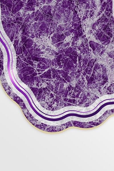 Alanur Home Лазерне різання Djt 2 Прати можна Не ковзаюча основа Килимок для ванної кімнати Набір для унітазу 203 Фігурний Фіолетовий