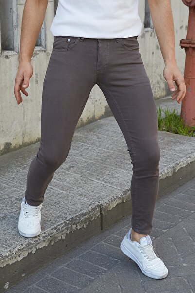 MODAMESTO Чоловічі коричневі брюки Slim Fit з еластичним габардином