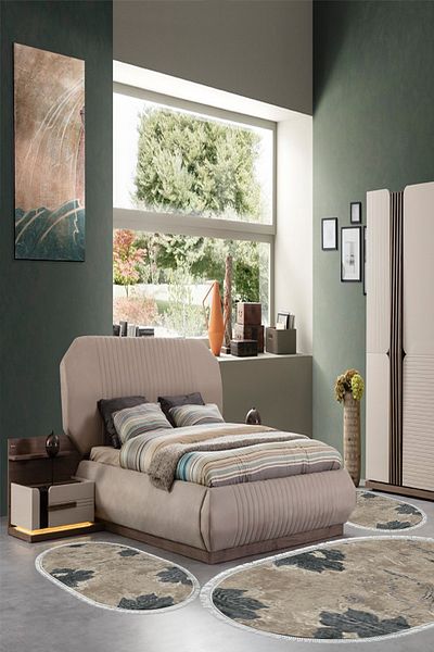 Alanur Home Eko Trend Djt Πλενόμενη Αντιολισθητική Βάση Οβάλ Σετ Υπνοδωματίου 3 τεμαχίων 660m Ακουαρέλα Μπεζ