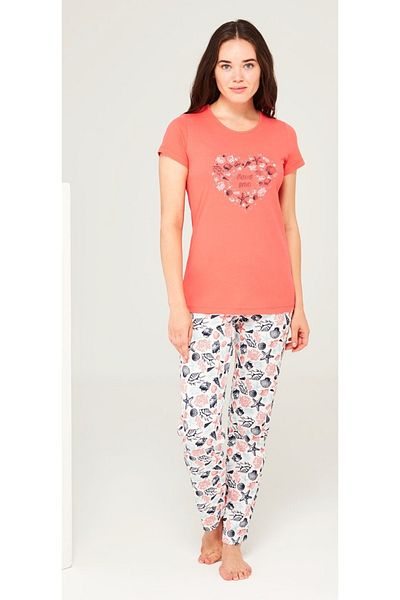Mod Collection Women's Coral Love Sea Pajama Set