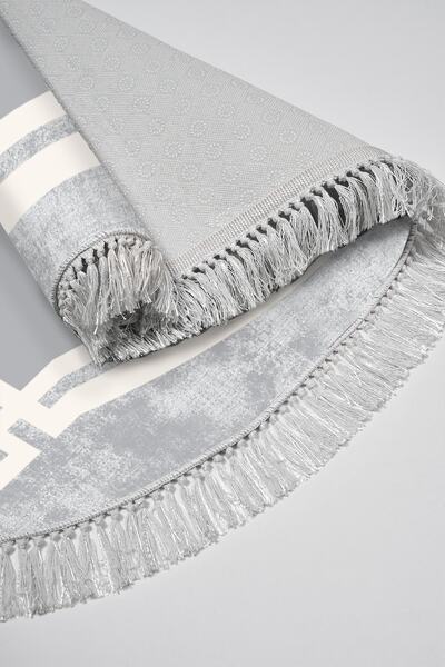 Alanur Home Eko Trend Djt 2 Piece Washable Non-Slip Base Oval Bathroom Mat 657m Modern Gray (60 X 100 - 50 X 60)