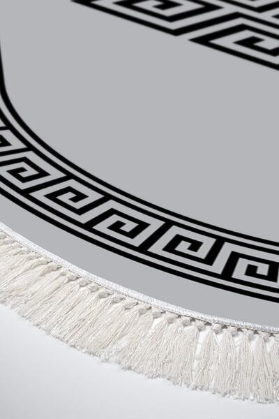 Alanur Home Eco Trend Djt 2 Piece Washable Non-Slip Base Oval Bathroom Mat 656m Modern Gray (60 X 100 - 50 X 60)