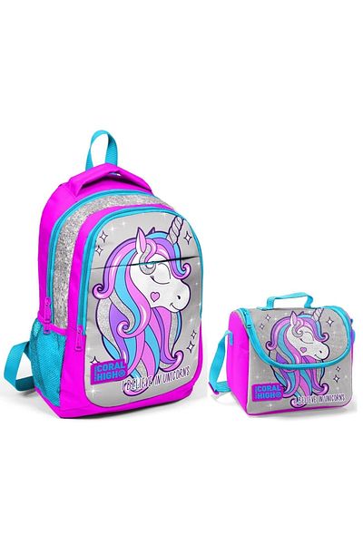 Yaygan Coral High Girl - Gray Unicorn School BacKpacK and Lunchbox