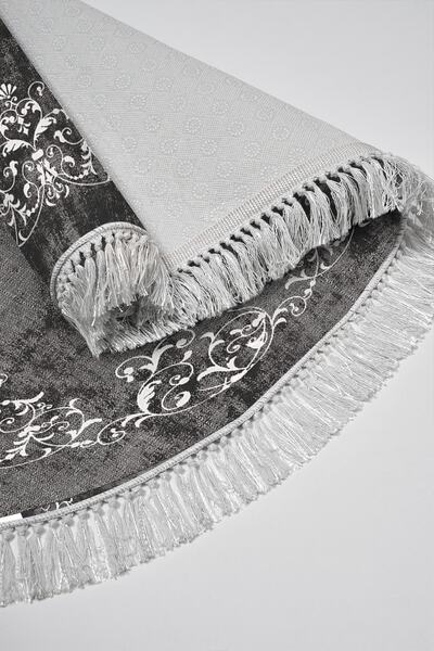 Alanur Home Eco Trend Djt 2-Piece Washable Non-Slip Base Oval Bathroom Mat 616 Classic Gray 60 x 100 - 50 x 60