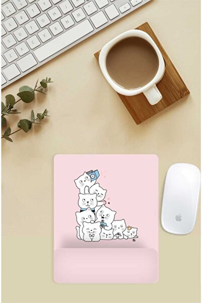 Gizeo Concept Mouse Pad cu model de pisici drăguțe cu suport pentru încheietura mâinii