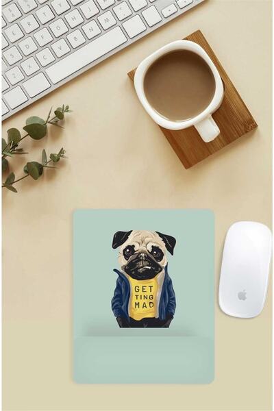 Gizeo Concept Mouse Pad cu model Angry Pug cu suport pentru încheietura mâinii