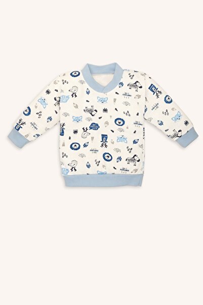 bebizu Mevsimlik Şardonlu Baskılı Manşetli Pijama Takımı