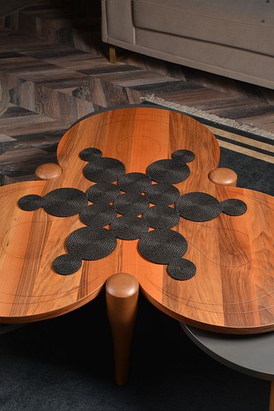 Natural Dowry Margarite Black Washable Polyp Wicker Rope Living Room Dining Table Coffee Table Kitchen Cloth Runner