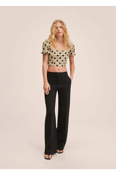 MANGO Polka Dot Crop Top