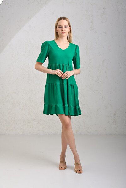 VOLT CLOTHİNG Γυναικείο κοντομάνικο φόρεμα γκόφρε