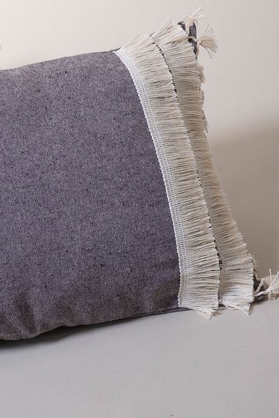 vivamaison Față de pernă cu ciucuri din bumbac cu ciucuri, cu design special, 35x55 cm
