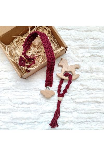 Pamuk Atölye Baby Gift Set - Macrame Teether and Pacifier Strap
