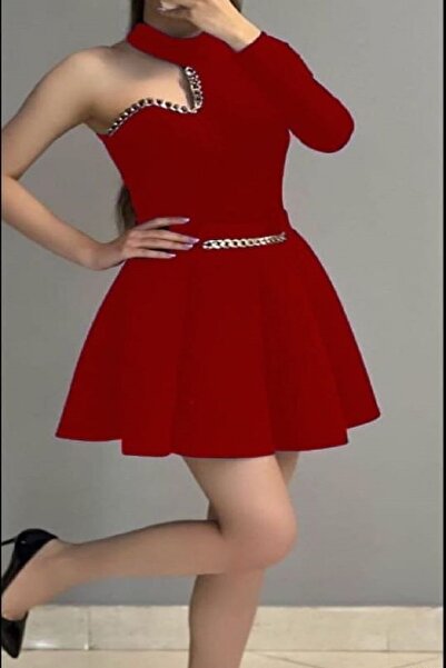 Secret Passion Lingerie Red Scuba Fabric Chain Detail Mini Evening Dress and Graduation Dress 685 582094