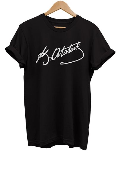 remonz Μπλουζάκι με στάμπα Atatürk Signature 100% Cotton Oversize