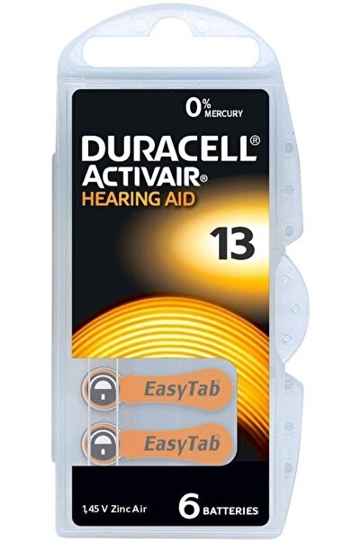 Duracell Activair 13 Numara Kulaklık Pili Işitme Cihazı Pili 1 Paket 6'lı