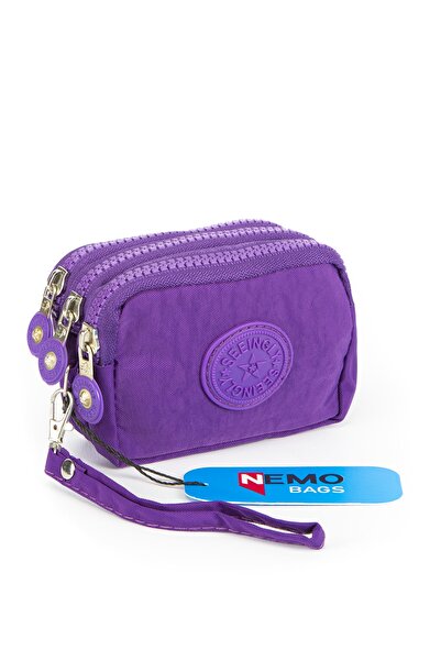 NEMO BAGS محفظة صغيرة أرجوانية للجنسين مقاس 10 × 8 سم 3 أقسام مقاومة للماء مع...