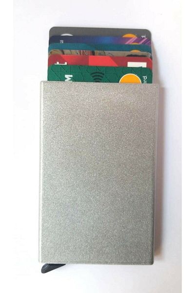 Emek Slim Model Metal Unisex Gray Automatic Mechanism Credit Card Holder Business Card Holder