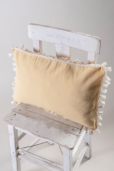 vivamaison Un singur design special, din bumbac galben, cu pompon, husă de pernă, 35x55 Cm