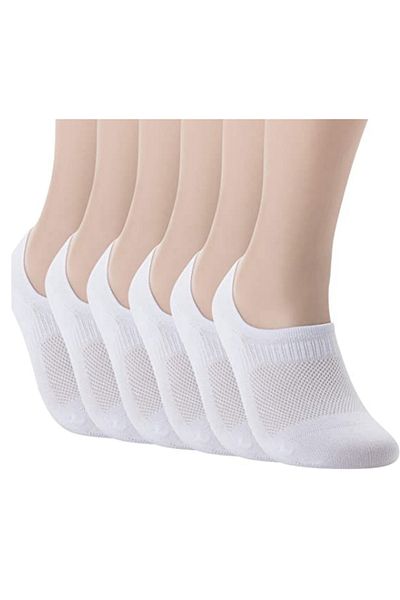 socksbox 6 ζευγάρια γυναικείες κάλτσες μπαλαρίνας από μπαμπού χωρίς ραφή σιλικόνης /λευκές/35-40
