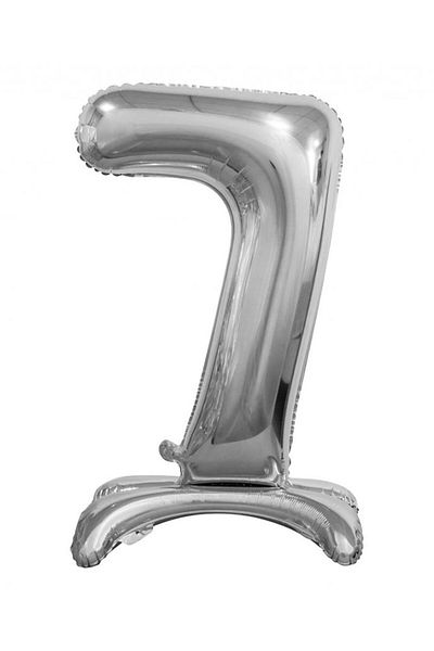 BEST PARTİ DOĞUM GÜNÜ PARTİ SÜSLERİ 7 Years Old Silver Colored Footed Foil Balloon Figure 32 Inch 80 Cm