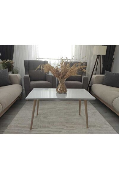 Labarna Doğanızı Aydınlatır! Orta Sehpa Beyaz Renk Ahşap Ayaklı Lbn-s007