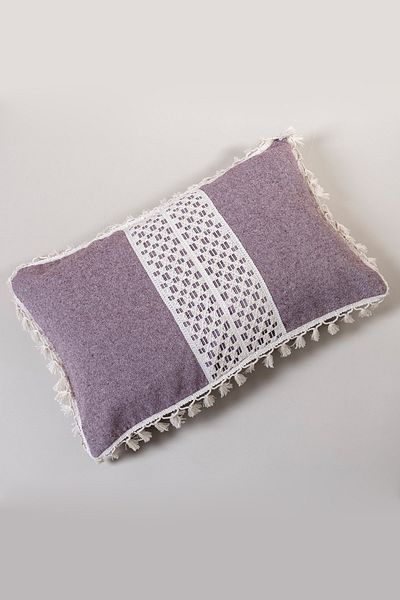 vivamaison Husă de pernă cu design special, bumbac, roșu, cu dantelă, 35x55 cm