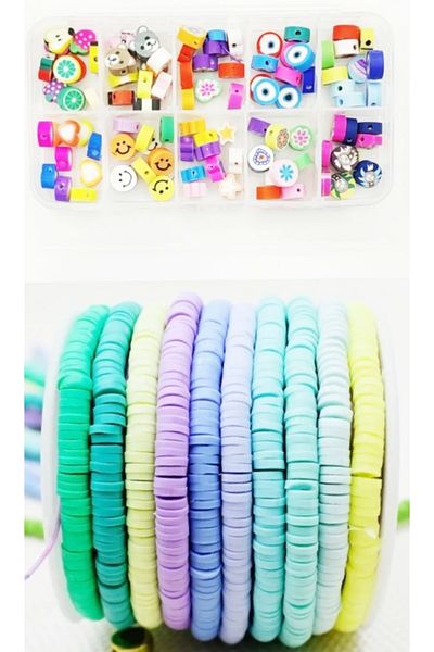 yiğit aksesuar 10 Χρώματα Fimo Beads και 10 Μοντέλα Fimo Figure Beads Κιτ κατασκευής κοσμημάτων Σετ χόμπι με χάντρες