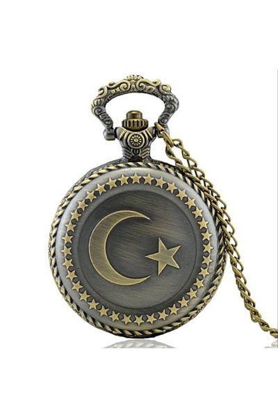 keyfimshop Moon and Star Embossed Chain Clock