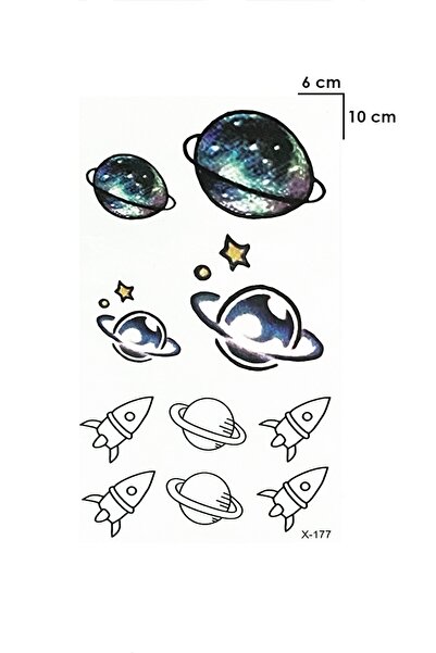 BiWini Gezegen Ve Roket Geçici Dövme Bilek Boyun Kol Bacak Ve Göğüs Erkek Kadın