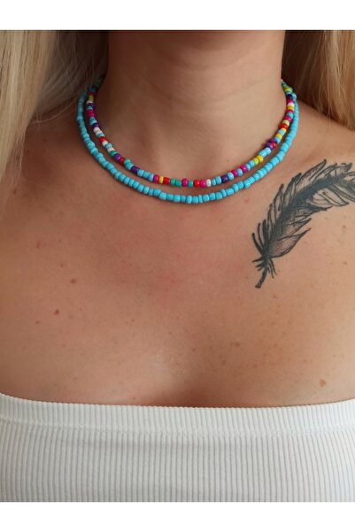 DENİZDENAL Kum Boncuk Kolye 2 Li Tarz