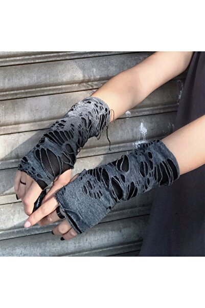 VEGAROKS Punk Gothic Cosplay Kostüm Parmaksız Yırtık Eldiven Ithal