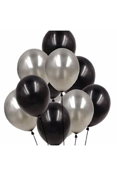 BEST PARTİ DOĞUM GÜNÜ PARTİ SÜSLERİ Black-silver Balloon Set 25 Pieces