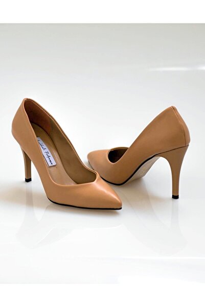 Ayakkabı Podyumum "stiletto" Nude - Orta Boy Ince Topuk, V Ağız Parmak Dekolt...
