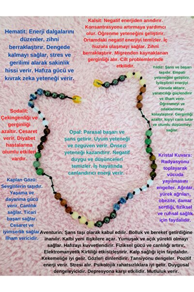 GÜMÜŞTEL EL SANATLARI قلادة بتصميم الحجر الطبيعي من الهيماتيت سوداليت أوبال ع...