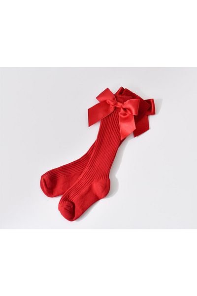 Little Ya Ya Love Baby Girl Red Bow Socks (red)