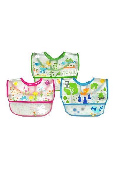 iplay 3 Pieces, I Play 9-18 Months Waterproof Eva Fabric Baby Velcro Bib, Pack of 3