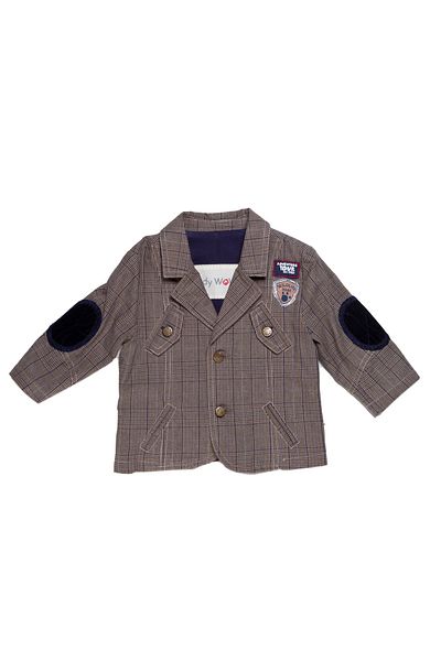 andywawa Baby Boy Checkered Winter Patched Jacket