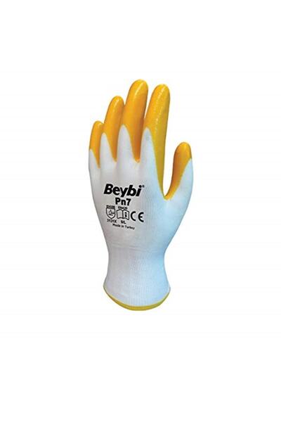 Beybi Pn7 Sarı Polyester Örme Nitril Iş Bahçe Eldiveni (12, Xl (no:10))