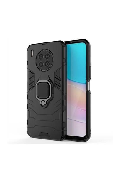 Microcase Huawei Nova 8i Batman Yüzüklü Armor Kılıf - Siyah