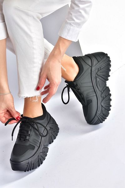Fox Shoes Pantofi sport negri cu talpă groasă de damă M973515009