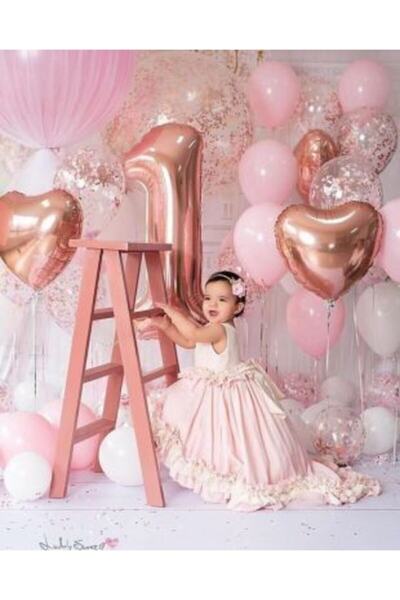 Genel Markalar 1 Yaş Rosegold Doğum Günü Balon Seti