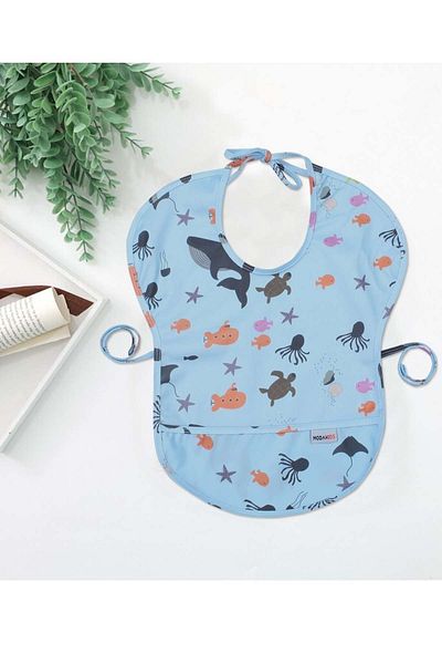 Modakids Submarine Printed Waterproof Fabric Fabric Liquid Proof Size Adjustable Baby Food Bib