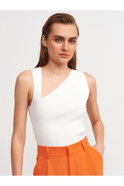 Dilvin Μπλούζα Crop Knitwear με λαιμόκοψη V στο πλάι
