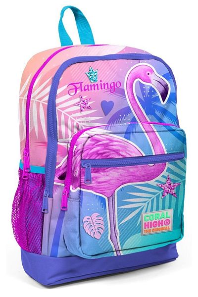 Coral High Set rucsac și suport stilou pentru școala primară - imprimat flamingo roz