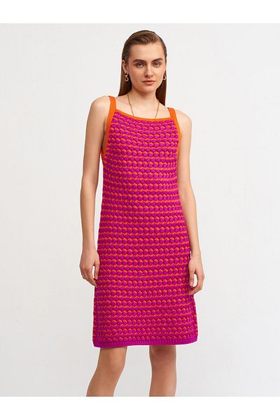 Dilvin 90115 tricotaje texturate groase Rochie-zmeura