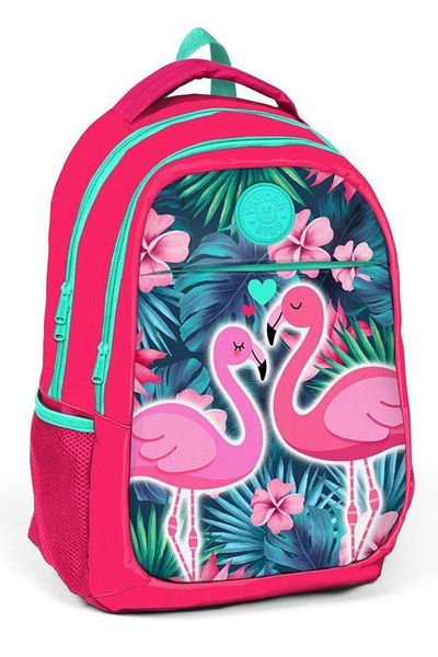 Yaygan Coral High Girl's Pink Flamingo School Backpack and Lunchbag