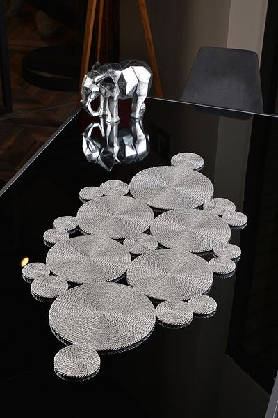 Natural Dowry Niya Grey Washable Poly Straw Rope Σαλόνι Τραπέζι τραπεζαρίας Τραπέζι σαλονιού Κάλυμμα κουζίνας Runner